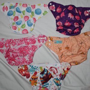 Reusable diaper covers, 5 included